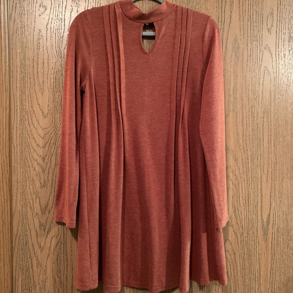 Burnt Orange Keyhole Fall Dress